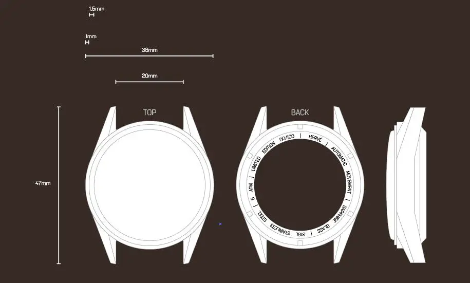watch case design size